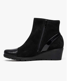 bottines zippees en textile imitation velours a talon compense noir chaussures confort6999201_3