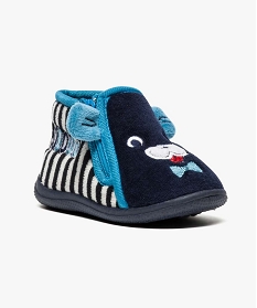 chaussons bebe garcon avec broderie ours et oreilles en relief bleu7009701_2