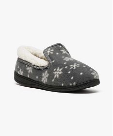 chaussons facon charentaises avec motifs flocons de neige gris7022601_2