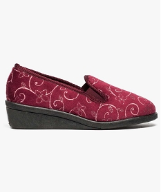 pantoufles en velours a motif floral rouge chaussons7023501_1
