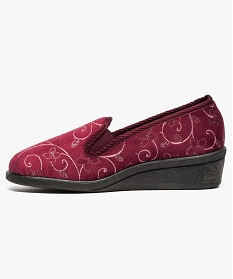 pantoufles en velours a motif floral rouge chaussons7023501_3