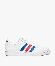 GEMO Baskets homme à lacets bandes bicolores - Adidas Grand Court Base Blanc