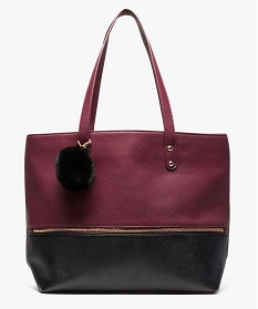 sac shopping texture a pompon rouge cabas - grand volume7051101_1