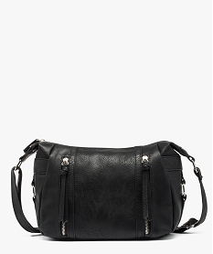 sac femme forme besace multipoche avec zips decoratifs noir standard sacs bandouliere7055301_4