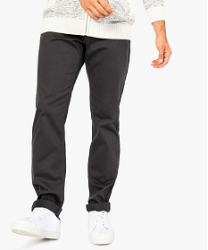 pantalon uni stretch a coupe droite gris pantalons7066301_1