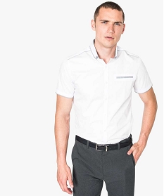 chemise a manches courtes a liseres gris contrastants blanc chemise manches courtes7067401_1