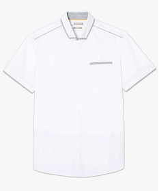 chemise a manches courtes a liseres gris contrastants blanc chemise manches courtes7067401_4