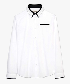chemise pour homme avec liseres contrastants coupe slim blanc chemise manches longues7067801_4