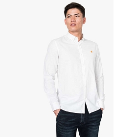 chemise legere avec motif brode blanc chemise manches longues7068601_1