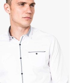 chemise coupe slim avec liseres a motifs blanc chemise manches longues7068801_2