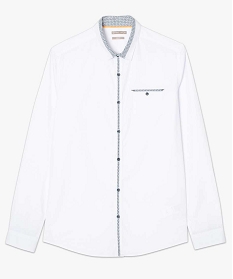 chemise coupe slim avec liseres a motifs blanc chemise manches longues7068801_4