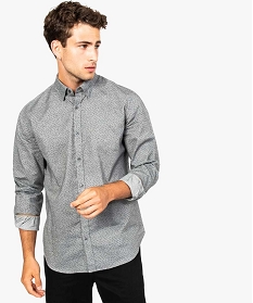 chemise slim grise a fins motifs imprime chemise manches longues7069301_1
