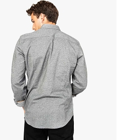 chemise slim grise a fins motifs imprime chemise manches longues7069301_3