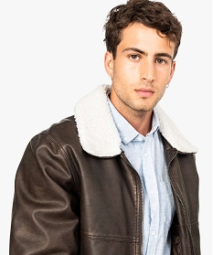 veste aviateur avec col effet mouton brun manteaux et blousons7073401_2