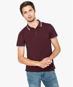 polo homme a manches courtes avec rayures contrastantes rouge polos7076601_1