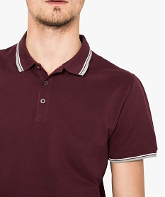 polo homme a manches courtes avec rayures contrastantes rouge7076601_2