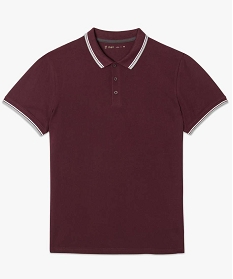 polo homme a manches courtes avec rayures contrastantes rouge polos7076601_4