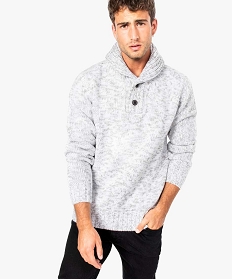 pull chine pour homme avec col chale beige pulls7079601_1