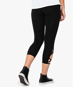 legging court lacage fantaisie en bas de jambe noir leggings et jeggings