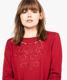 sweat a plastron brode rouge7094401_2