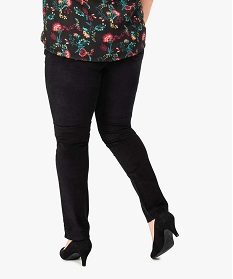 pantalon femme 5 poches coupe ajustee en velours noir pantalons et jeans7107201_3