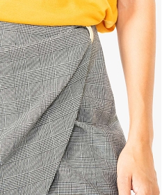 jupe femme motif prince-de-galles courte avec effet portefeuille imprime7107701_2
