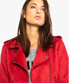 blouson style perfecto aspect suedine rouge7108101_2