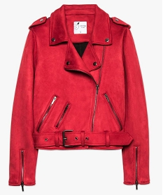 blouson style perfecto aspect suedine rouge vestes7108101_4
