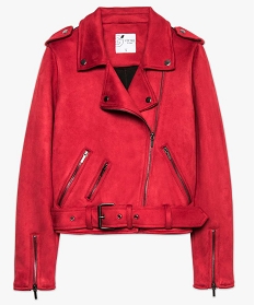 blouson style perfecto aspect suedine rouge7108101_4