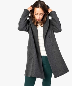 manteau femme duffle-coat a capuche et boutonnage asymetrique gris7109501_1