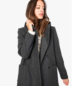 manteau femme duffle-coat a capuche et boutonnage asymetrique gris7109501_2
