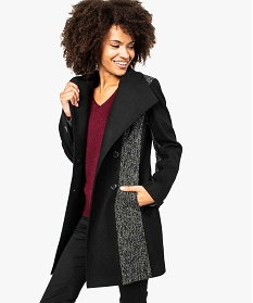 manteau bicolore pour femme avec grand col noir7109701_1