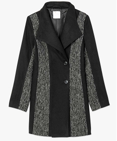 manteau bicolore pour femme avec grand col noir manteaux7109701_4
