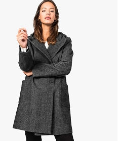 manteau femme facon duffle-coat a boutonnage decale multicolore manteaux7109801_1