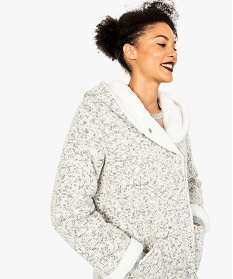 manteau femme court en maille chinee avec capuche gris manteaux7109901_2