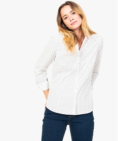 chemise cintree pour femme avec motifs blanc7112701_1