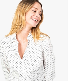 chemise cintree pour femme avec motifs blanc7112701_2