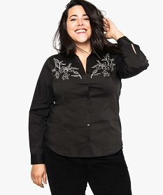 chemise femme avec broderies pailletees sur la poitrine noir chemisiers et blouses7112801_1