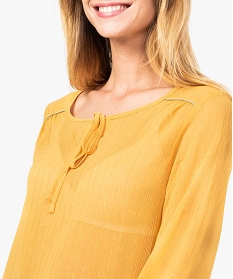 blouse transparente avec fils pailletes jaune7114701_2