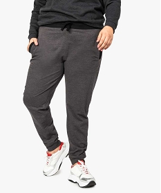 pantalon de jogging femme en jersey bouclette avec ceinture plate gris7120501_1