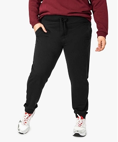 pantalon de jogging femme en jersey bouclette avec ceinture plate noir leggings et jeggings7120601_1