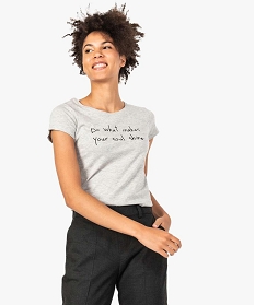tee-shirt femme en coton a manches courtes et motifs gris7143201_1