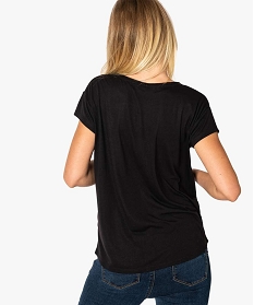 tee-shirt femme loose a manches courtes avec inscription noir7146701_3