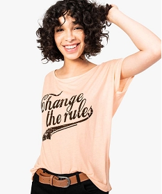 tee-shirt femme loose imprime a manches courtes chauve-souris rose7147301_1