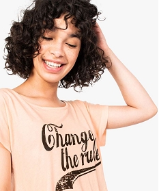 tee-shirt femme loose imprime a manches courtes chauve-souris rose7147301_2