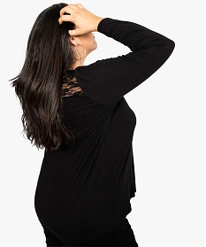 tee-shirt femme a manches longues avec empiecement dentelle noir7150501_3
