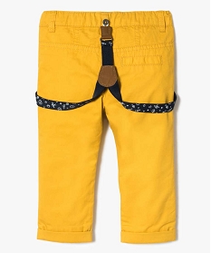 pantalon avec surpiqures aux genoux et bretelles imprimees jaune pantalons7160901_2