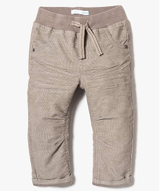 pantalon en velours cotele avec taille elastiquee beige7161601_1