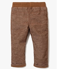 pantalon en velours cotele avec taille elastiquee brun pantalons7161701_2