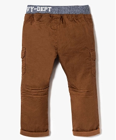 pantalon uni a taille cotelee contrastante orange pantalons7162201_2